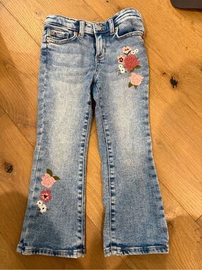 Gymboree 5T Floral Embroidered Denim